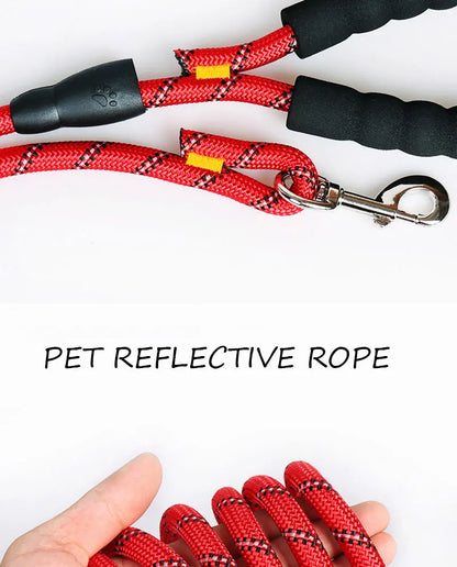 Heavy-Duty Reflective Dog Leash 150/200/300cm – Strong Anti-Pull Lead for Small & Large Dogs