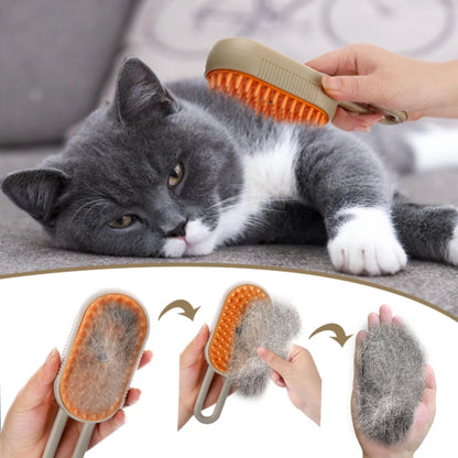 Electric Steam Pet Grooming Brush – Hair Remover for Dogs & Cats with Glove Accessory