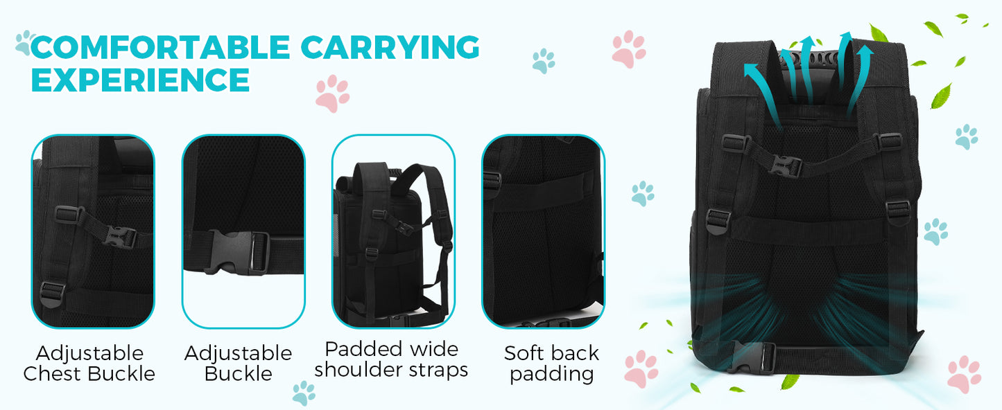 Dogat Pet Backpack XL Breathable Cat/dogs Transporter Up To 10Kg Mesh Window Foldable