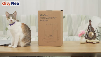 Smart Automatic 5G WiFi Cat Feeder with Dual Bowls, 5L Adjustable Dry Food Dispenser for Two Cats and Small Pets